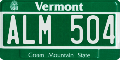 VT license plate ALM504