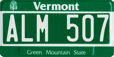 VT license plate ALM507