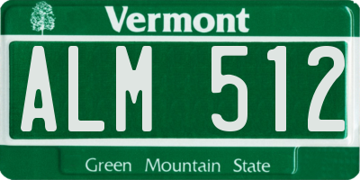 VT license plate ALM512