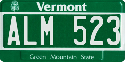 VT license plate ALM523