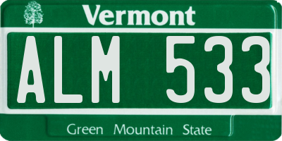 VT license plate ALM533