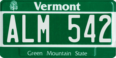 VT license plate ALM542