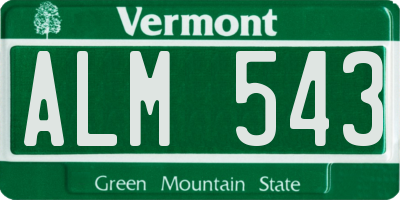 VT license plate ALM543