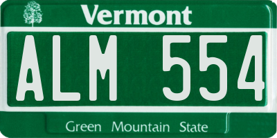 VT license plate ALM554