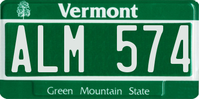 VT license plate ALM574