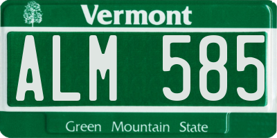 VT license plate ALM585