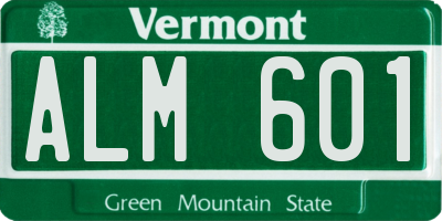 VT license plate ALM601
