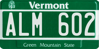 VT license plate ALM602