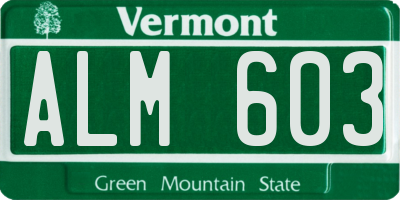 VT license plate ALM603