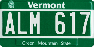 VT license plate ALM617