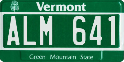 VT license plate ALM641