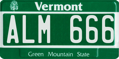 VT license plate ALM666