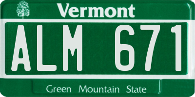 VT license plate ALM671