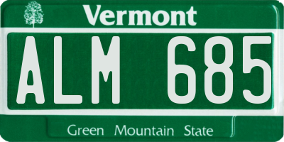 VT license plate ALM685