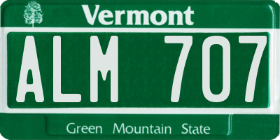 VT license plate ALM707