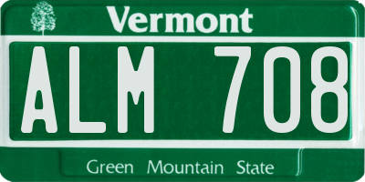 VT license plate ALM708