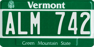 VT license plate ALM742