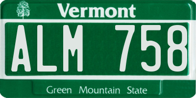 VT license plate ALM758