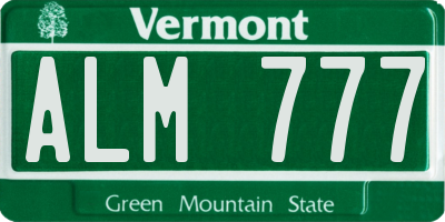 VT license plate ALM777