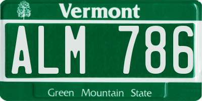 VT license plate ALM786