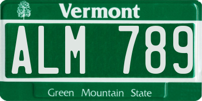 VT license plate ALM789