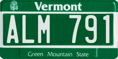 VT license plate ALM791