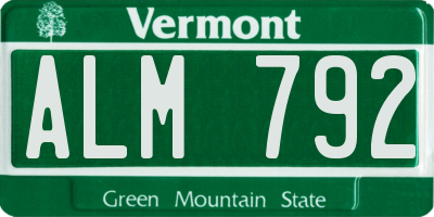 VT license plate ALM792