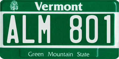 VT license plate ALM801
