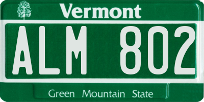 VT license plate ALM802