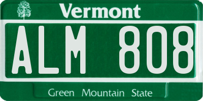 VT license plate ALM808