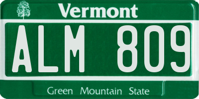 VT license plate ALM809