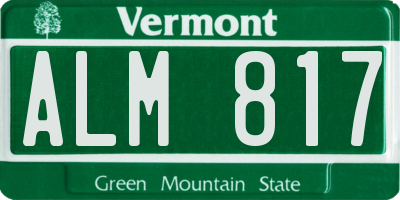 VT license plate ALM817