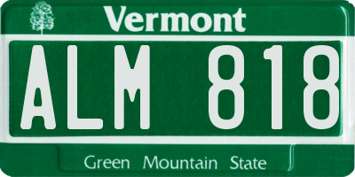 VT license plate ALM818