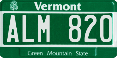 VT license plate ALM820