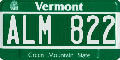 VT license plate ALM822