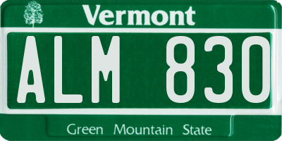 VT license plate ALM830