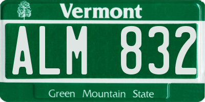 VT license plate ALM832
