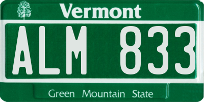 VT license plate ALM833