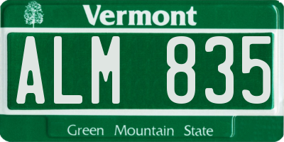 VT license plate ALM835