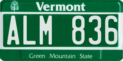 VT license plate ALM836