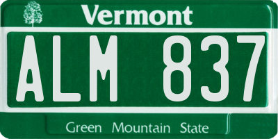 VT license plate ALM837