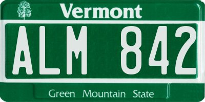VT license plate ALM842