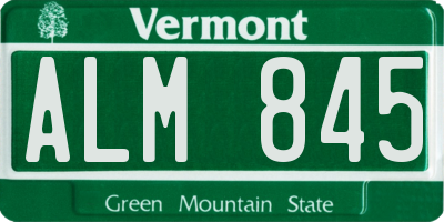 VT license plate ALM845