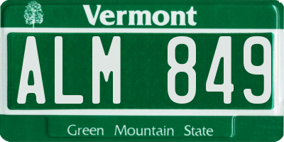 VT license plate ALM849