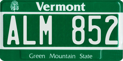 VT license plate ALM852