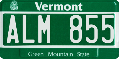 VT license plate ALM855