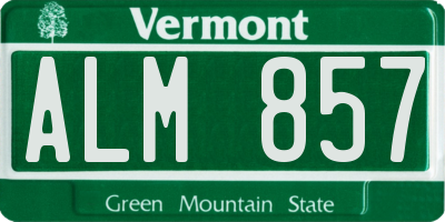 VT license plate ALM857