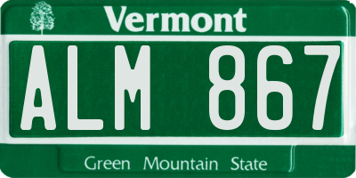 VT license plate ALM867