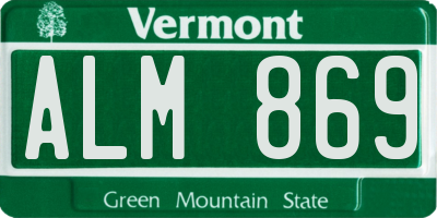 VT license plate ALM869