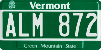 VT license plate ALM872